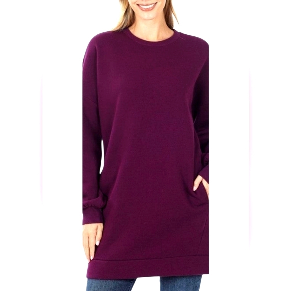 ZENANA Longline Sweatshirt With Pockets Size 3XL NWT